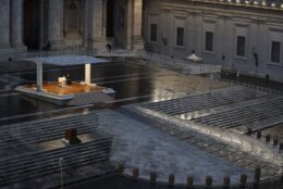 Pope Francis delivers an Urbi et orbi prayer from the empty St. Peter's Square amid COVID-19 pandemic.