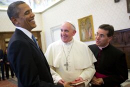 Pope Francis meets President Barack Obama at the Vatican in March 2014