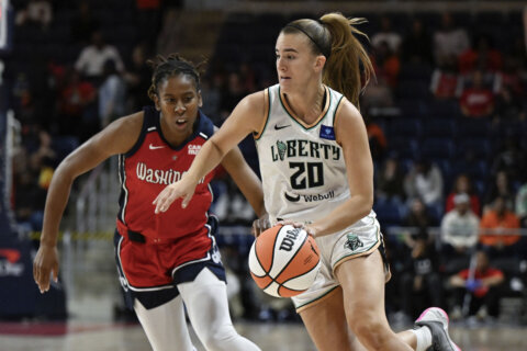 Stewart has 15 points and 10 rebounds as Liberty beat Mystics 87-71 to clinch WNBA’s best record